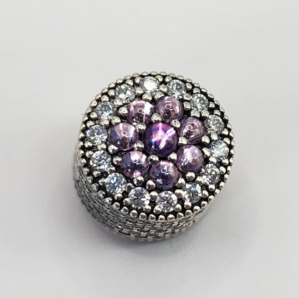 Pandora Purple and Silver Bling Charm